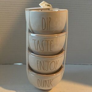 Rae Dunn Set of‎ 4 Ramekins Entertaining Bowls DIP, TASTE, ENJOY, DUNK NEW